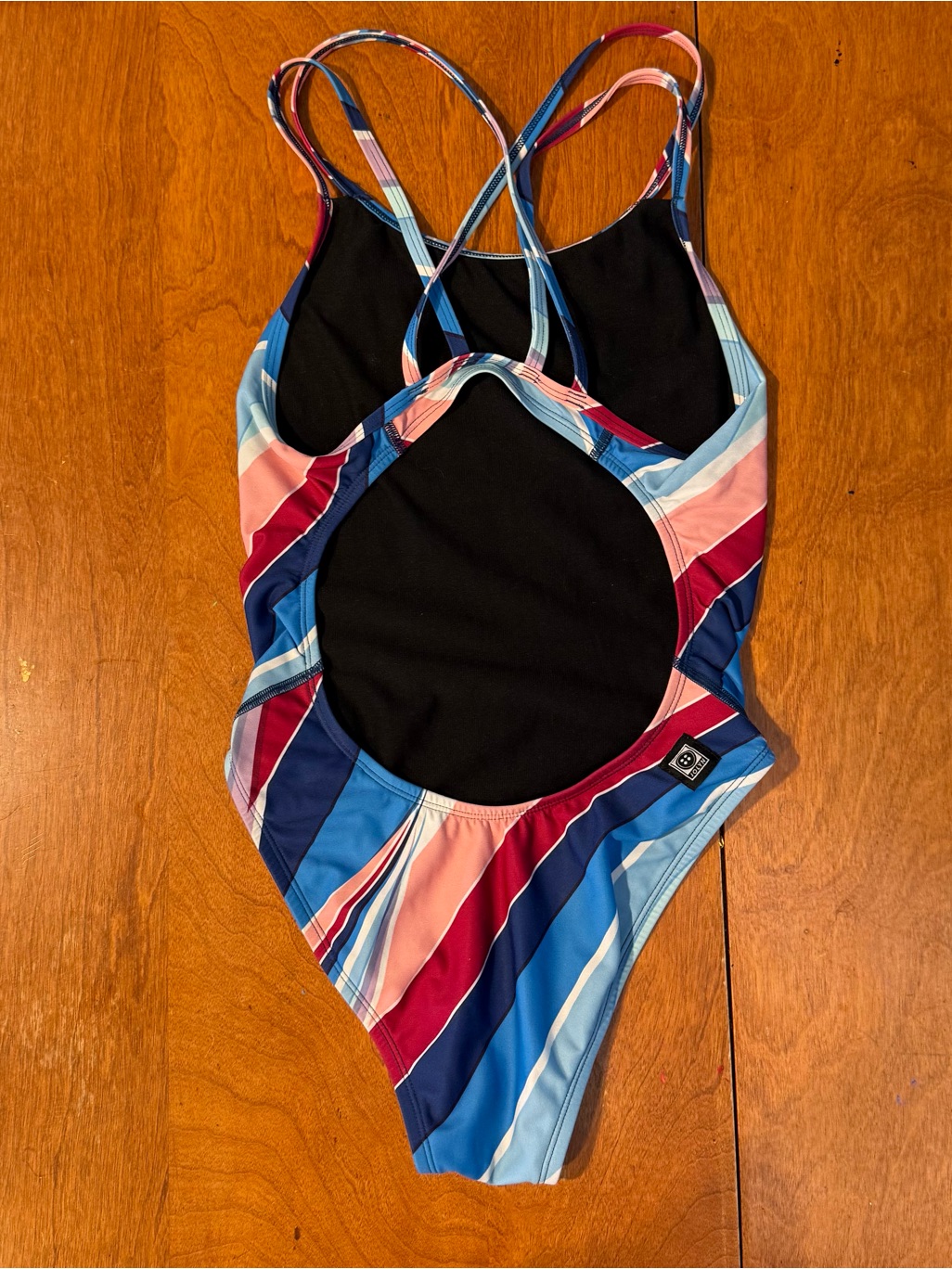 Jolyn Clothing Striped One-Piece Swimsuit - Blue, Pink, Red